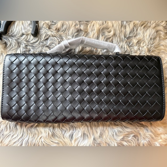 Black Woven Clutch with Gold Accent - Picture 3 of 6